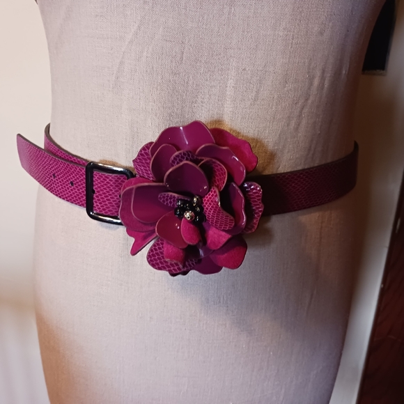 WHBM Accessories - WHBM Raspberry Faux Croc Belt with Embellishment